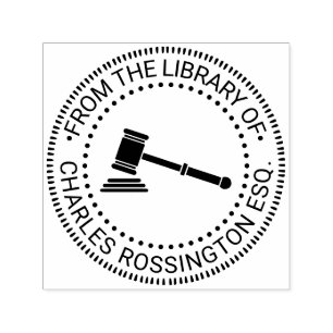 Advokat Juridisk Domstol Gavel Bibliotek Bok Namn Självfärgande Stämpel