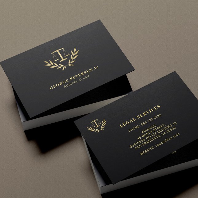 Advokat jurist guld rättvisa våg klassiskt logo visitkort (Skapare uppladdad)