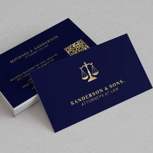 Advokat jurist professionell guld marinblå visitkort