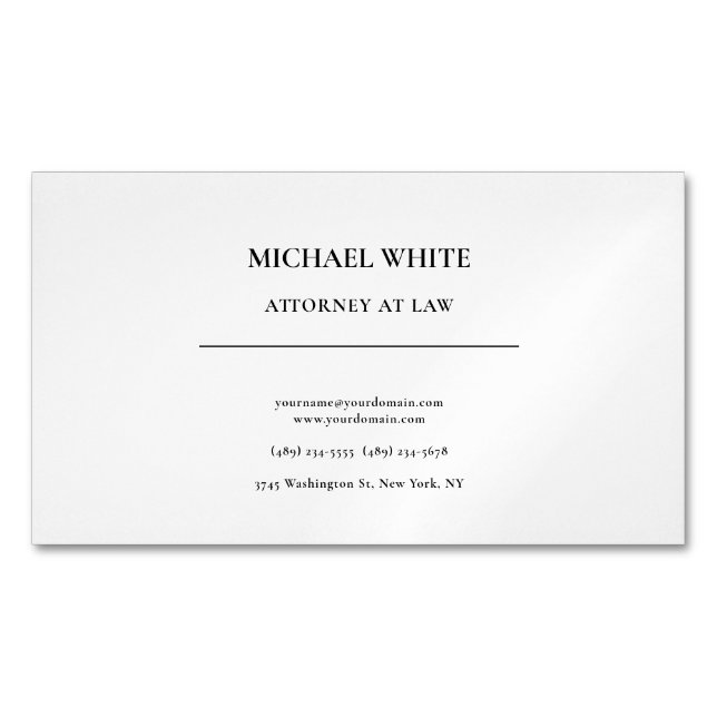 Advokat Linen Minimalist Professionell Magnetiska Visitkort (Framsida)