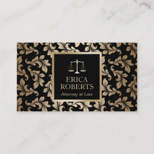 Advokat Luxury Black & Guld Damask Lawyer Visitkort