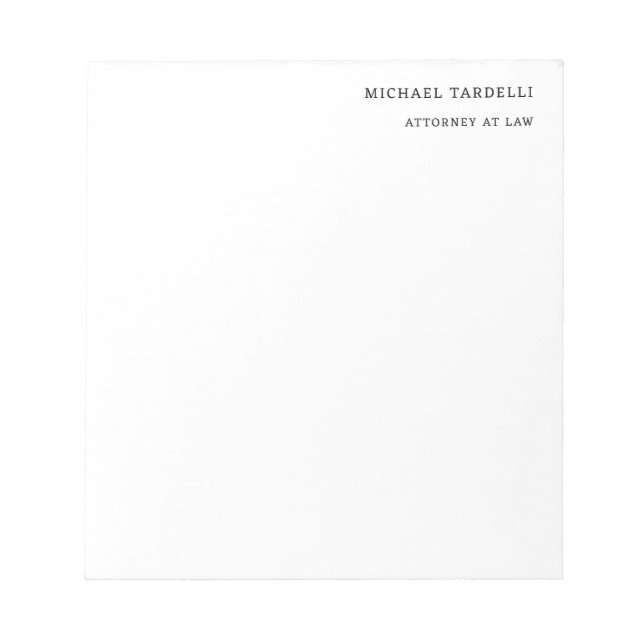 Advokat minimalistisk klassisk vanlig anteckningsblock (Framsida)