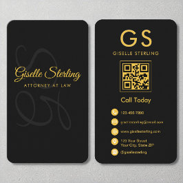 Advokat Monogram Black Guld QR Code Visitkort