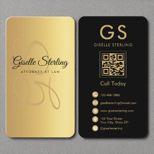 Advokat Monogram Guld Black QR-kod Visitkort