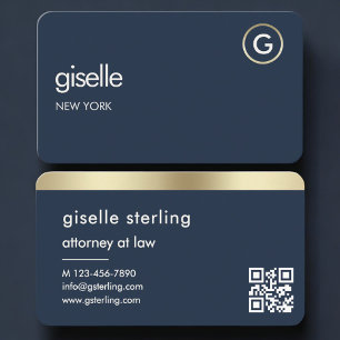 Advokat Navy Blue Gold QR-kod Visitkort