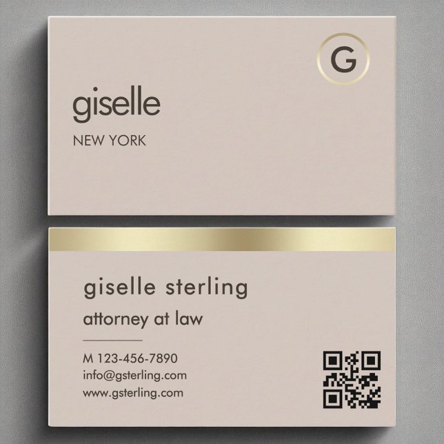 Advokat QR Code Faux Gold Foil Monogram Visitkort (Skapare uppladdad)