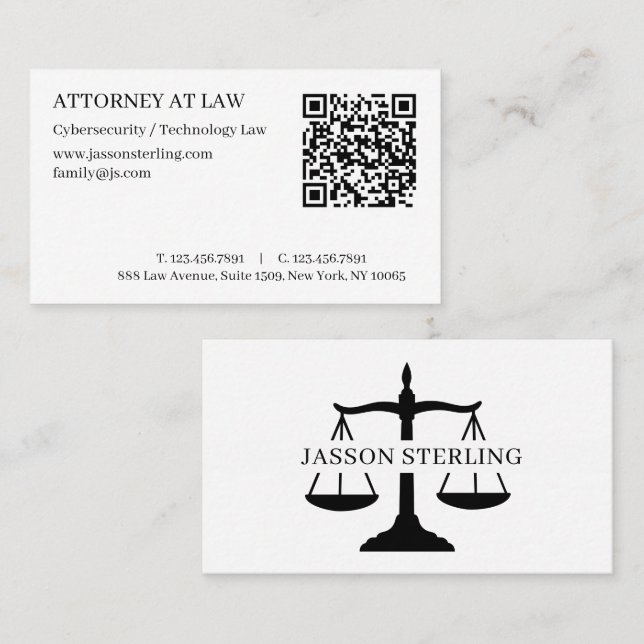 Advokat QR-kod Pappersvaror Samtal  Visitkort (Fram/baksida)