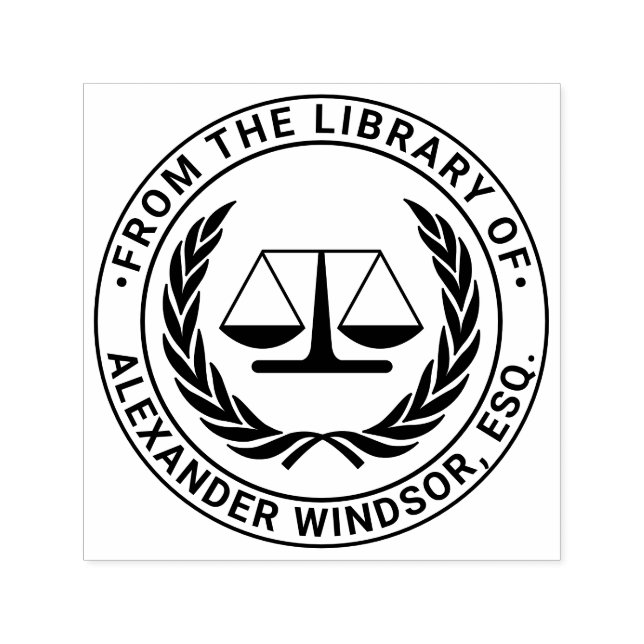 Advokat Rättvisans våg #4 Juridisk juridisk biblio Självfärgande Stämpel (Design)