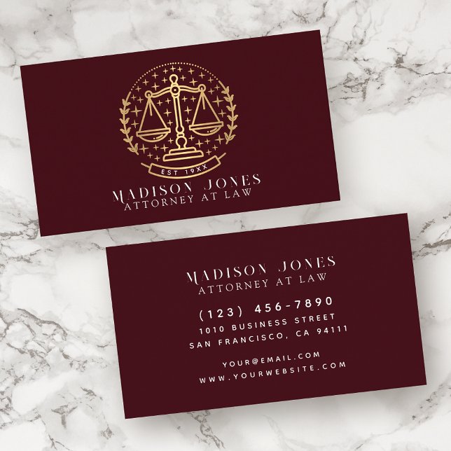 Advokat Red and Guld Lawyer Business Visitkort (Skapare uppladdad)
