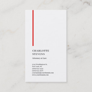 Advokat Red White Minimalist Elegant Visitkort