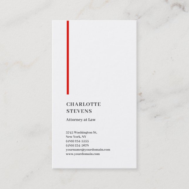 Advokat Red White Minimalist Elegant Visitkort (Framsida)