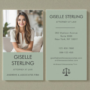 Advokat Sage Green Professionell Foto Visitkort