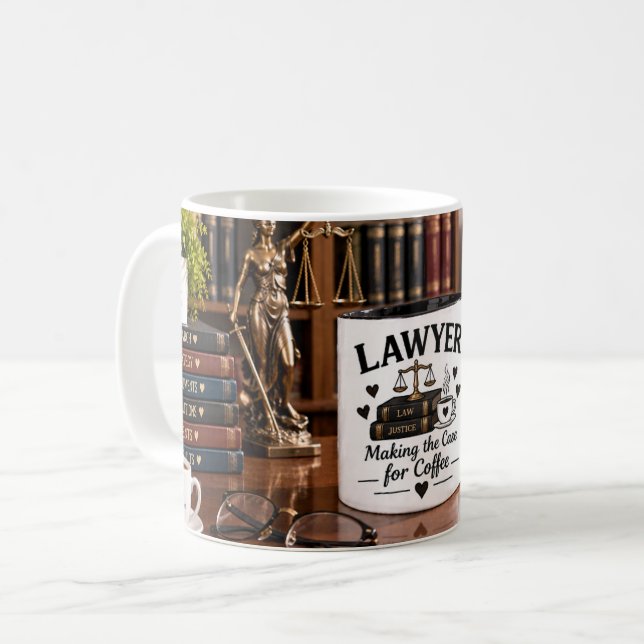 Advokat som argumenterar för kaffemugg (Framsida vänster)