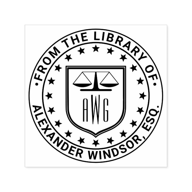 Advokat Vågar Rättvisa #3 Lag Juridisk Bibliotek B Självfärgande Stämpel (Design)