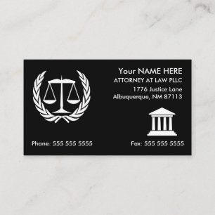 Advokat vid Law Black and White Visitkort