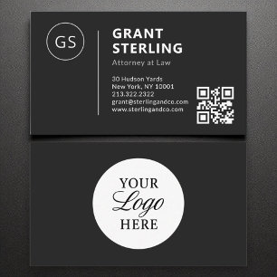 Advokat vid Law Black White Logotyp QR Code Visitkort
