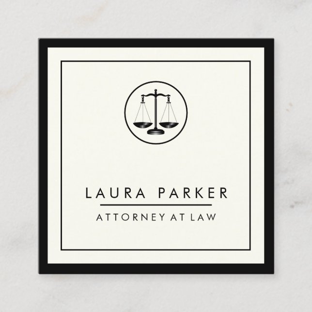 Advokat vid Law Plain Simple Professionell Elegant Fyrkantigt Visitkort (Framsida)