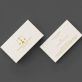 Advokat vid Law-Simple Guld Beige Linen Visitkort