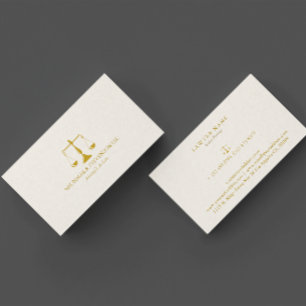 Advokat vid Law-Simple Guld Beige Linen Visitkort
