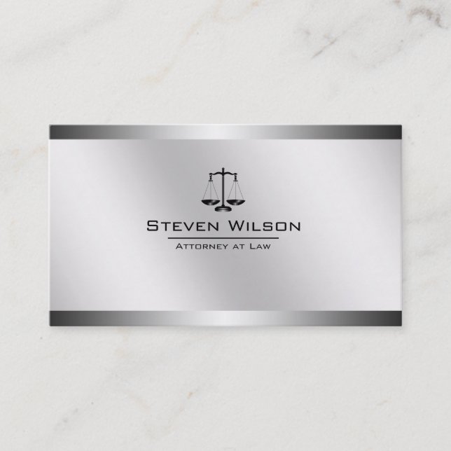 Advokat White and Silver Steel Legal  Visitkort (Framsida)