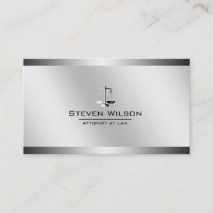 Advokat White and Silver Steel Legal Visitkort