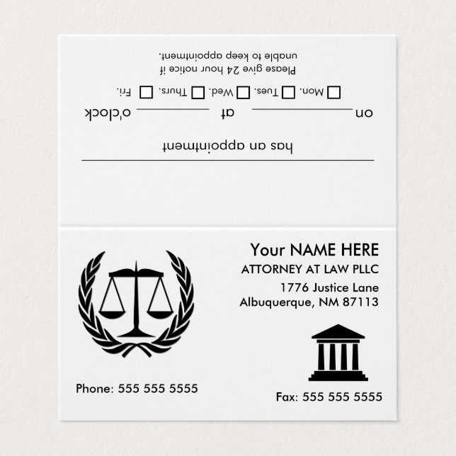 Advokat White Möte Visitkort (Utsida ovikt)