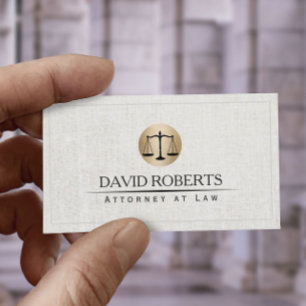 Advokatadvokat Guld Law  Logotyp Elegant Linen Visitkort