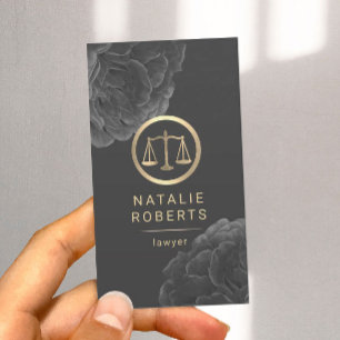 Advokatadvokat Guld Vintage Mörk Blommigt Attorn Visitkort