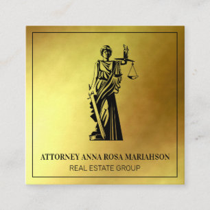 *~* Advokatadvokat Justice Scales Gold Foil AP15 Fyrkantigt Visitkort