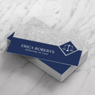 Advokatadvokat Modern Navy Blue & Silver Attorney  Visitkort