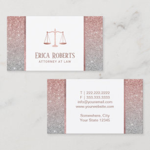 Advokatadvokat Modern Ro Guld & Silver Glitter Visitkort