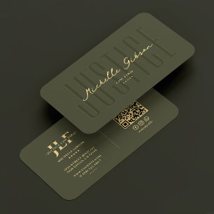 Advokatadvokat Monogram Justice Army Grönt Modern Visitkort
