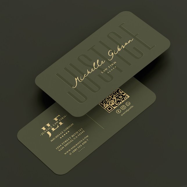 Advokatadvokat Monogram Justice Army Grönt Modern Visitkort (Attorney Lawyer Monogram Justice Army Green Modern Business Card
)