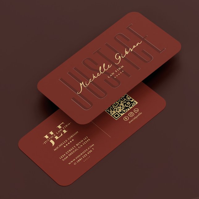 Advokatadvokat Notary Mörk Terracotta Modern Visitkort (Attorney Lawyer Notary Dark Terracotta Modern Business Card
)