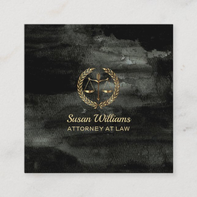 Advokatadvokat, Quarel Black och guld Fyrkantigt Visitkort (Framsida)