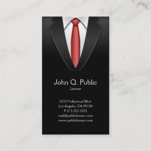 Advokatadvokat Tailor Black Kostym Red Tie Visitkort