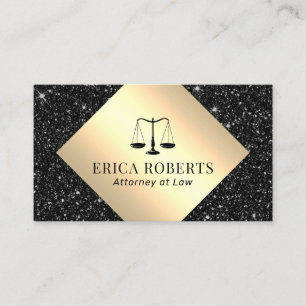 Advokatadvokat vid Law Guld Label Black Glitter Visitkort