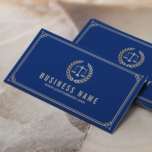 Advokatadvokat vid Royalet Blue Guld Framed Lawyer Visitkort