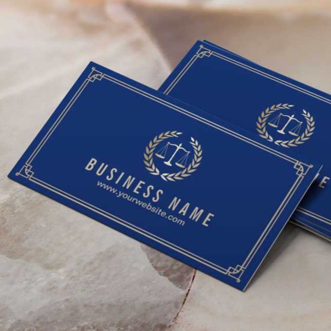Advokatadvokat vid Royalet Blue Guld Framed Lawyer Visitkort (Skapare uppladdad)