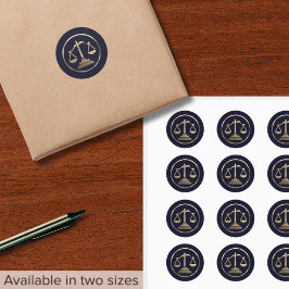 Advokatadvokaten Guld Scales of Justice Runt Klistermärke