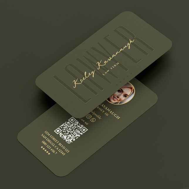 Advokatadvokatens advokatfirm Foto Modern Army Grö Visitkort (Attorney Law Firm Lawyer Photo Modern Army Green Business Card
)