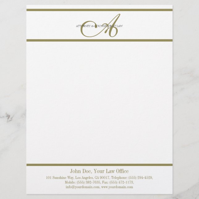 Advokatbrevhuvudguld skrivar - MatchBusinessCard Brevhuvud (Framsida)