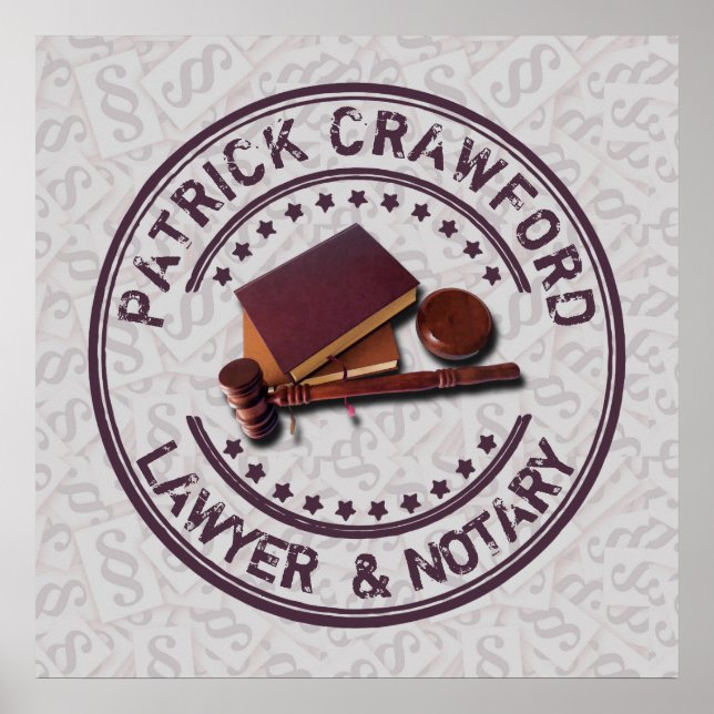 Advokatbyrå med domare Hammer och Namn Poster (Framsidan)