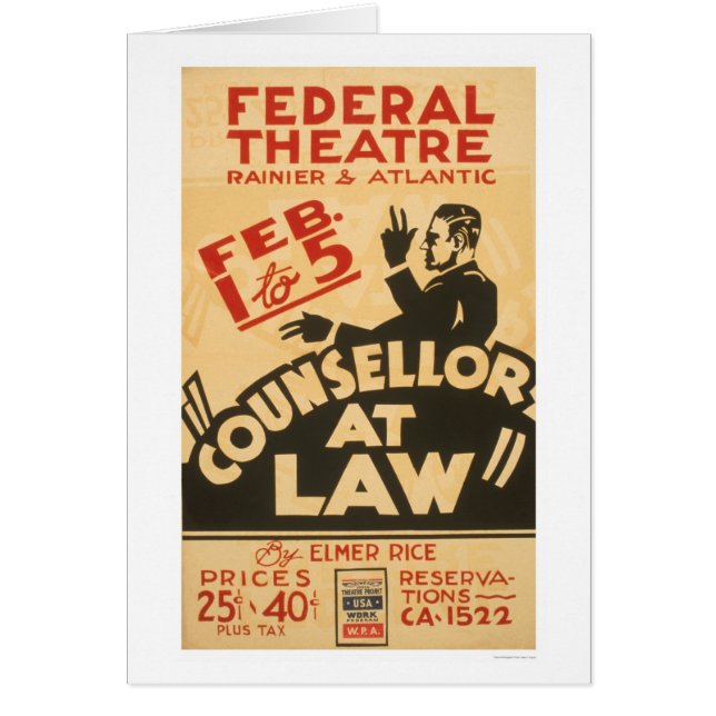 Advokatdrama 1938 WPA Hälsningskort (Framsidan)