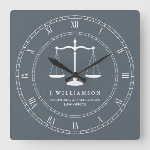 Advokaten för namn för rättvisafjällanpassning fyrkantig klocka