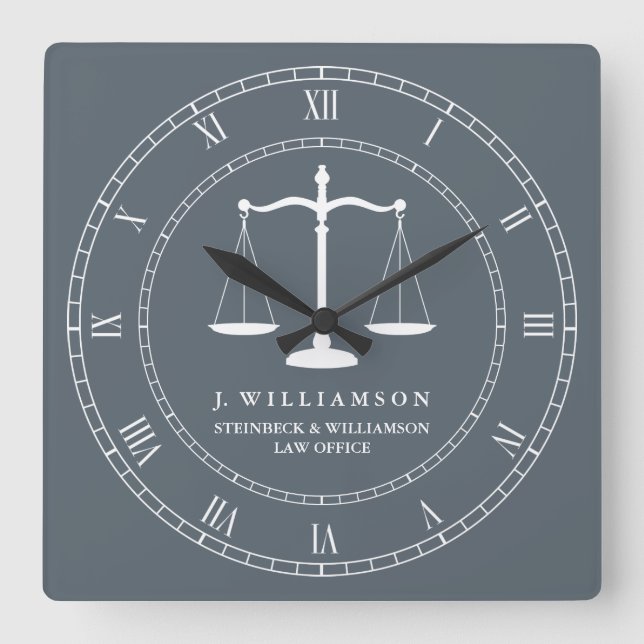 Advokaten för namn för rättvisafjällanpassningsbar fyrkantig klocka (Framsida)