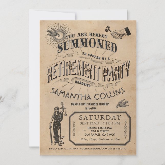 Advokatens inbjudan Pension - Party Vintage Retro (Framsida)