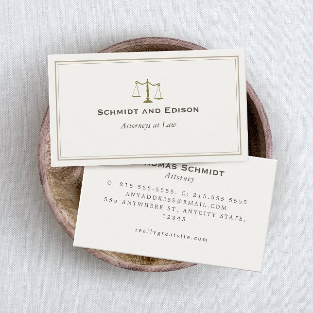 Advokatens obalanserade skalor visitkort (tilted scales attorney business card)