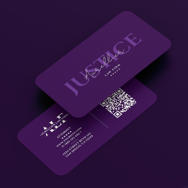 Advokatfirman Rättsskipning Elegant Lila Modern Visitkort (Attorney Law Firm Justice Elegant Purple Modern Business Card
)