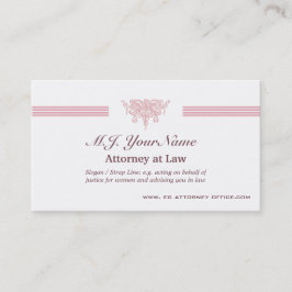 Advokatlyxrandar och rosa rättvisaemblem visitkort
